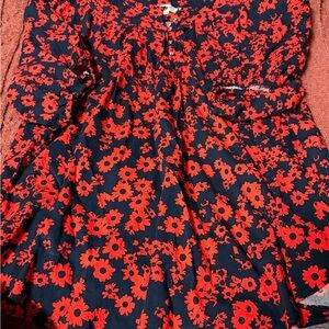 Loft Navy shirt with Red Floral Print